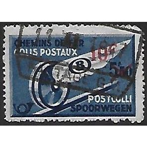Belgium Pa Mi 19: 10 Fr. on 5 Fr. 50 Parcel Stamp: Winged Wheel on the Rail