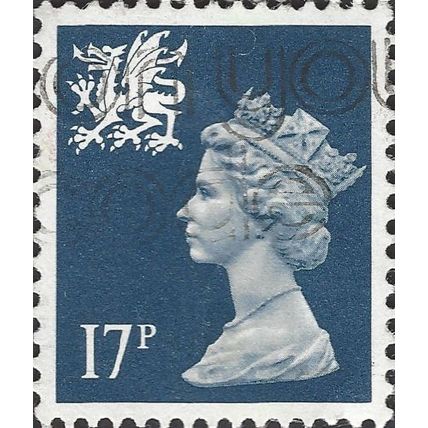 WALES, QE II, Machin, blue 1990, 17p