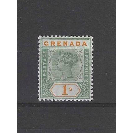 GRENADA 1895 1/- GREEN & ORANGE LMM