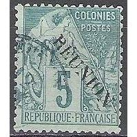 Réunion 1891 Michel 20 O Cote (2005) 80.00 Euro Type Alphée Dubois Cachet rond