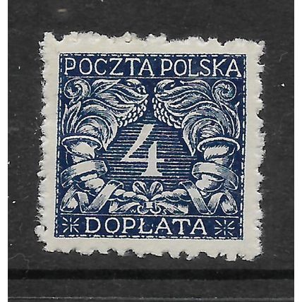 POLAND 1919 POSTAGE DUE STAMP 4H BLUE SG D93 M MINT