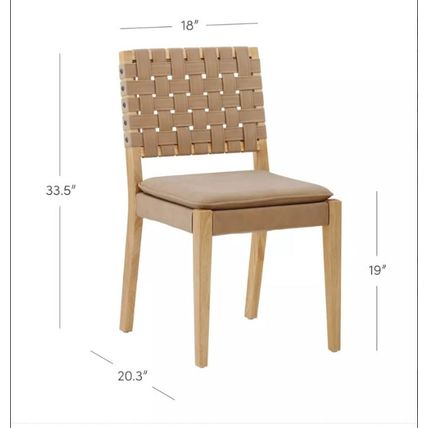 Nathan James "Cohen" 19" Seat Height- Dining Chair - Light Brown Woven Faux Leat