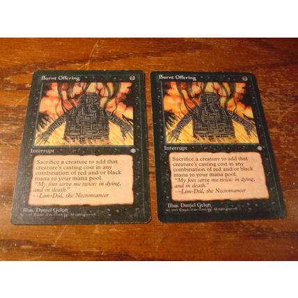 Magic The Gathering, MTG, 2-Cards, 1995, BURNT OFFERING, vg/ex