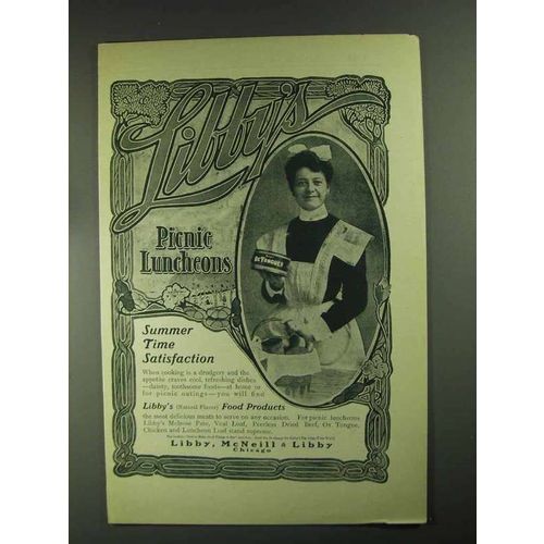 1903 Libby's Ox Tongues Ad - Picnic Luncheons
