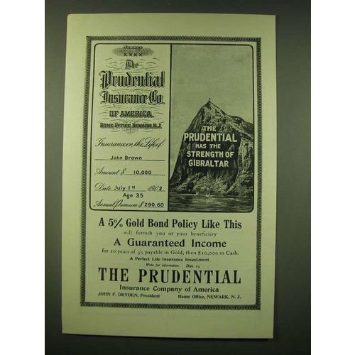 1902 Prudential Insurance Ad - The Prudential has the strength of Gibraltar