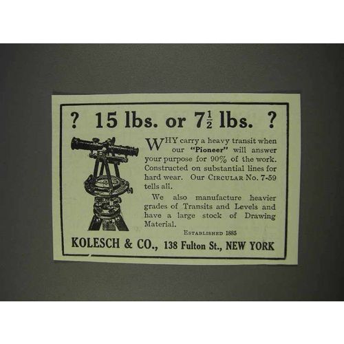 1910 Kolesch Pioneer Transit Ad - 15 lbs or 7 1/2