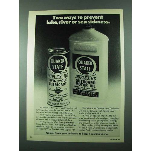 1975 Quaker State Duplex HD Oil Ad - Prevent Sickness