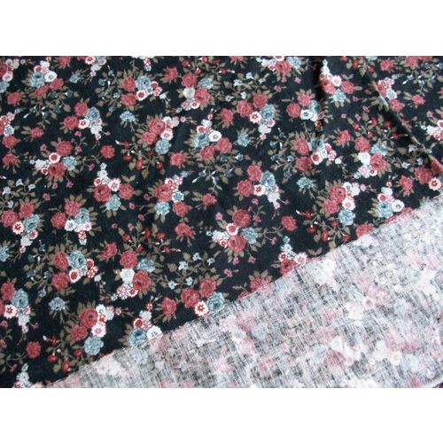 BLACK RUST & TURQUOISE FLORAL PATTERN VISCOSE FABRIC 180cms x 28cms **UNUSED””