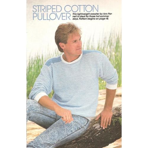 Crochet Sweater Pattern Striped Cotton Pullover