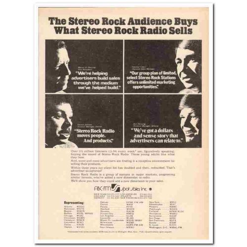 SPOT SALES INC 1973 ABC-FM Stereo Rock Radio broadcasting vintage ad