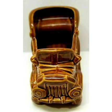 Vintage 4 1/4" Ceramic Brown Car Planter, Made in Japan (G18)