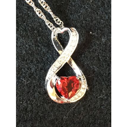 Necklace Heart Shape Red Ruby Infinity Necklace #167 USA Seller