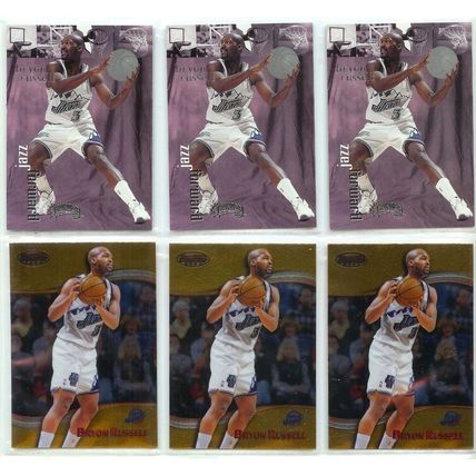 Bryon Russell 10x card lot incl Gold Medallions, Stickers