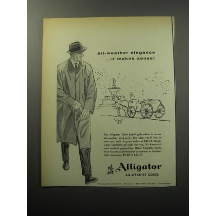 1957 Alligator All-Weather Coats Ad - All-weather elegance ..it makes sense