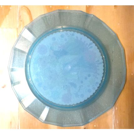Disney Store Elsa Anna Blue Plate Meal Time Magic Glitter and Anna Frozen Figure