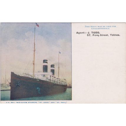 PPC Shipping Advertising American Line J Todd 57 Fore Street Totnes Devon