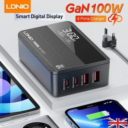 LDNIO 100W GaN Charger PD QC4+ USB C Charging Station 4 Ports UK Plug 5ft Cable