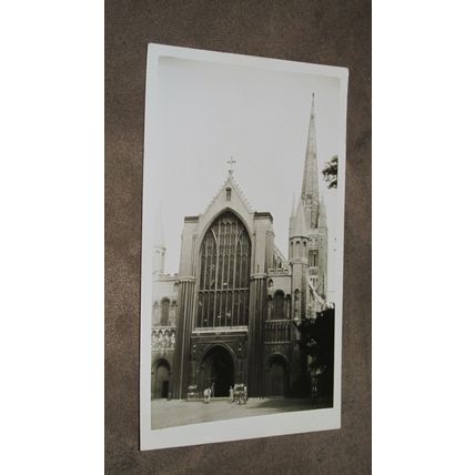 Real Photographic Postcard - West Door, Cathedral, Norwich - Norfolk v2