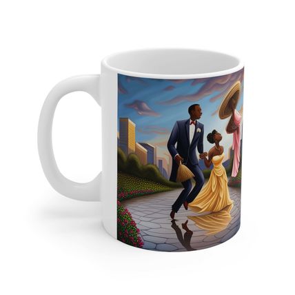 Traditional African American Culture Gold Dress Bride and Groom Jumping the Broo
