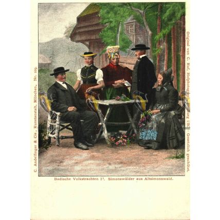 Baden Folk Costumes, Simonswalder Aus Altsimoswald, Andelfinger Postcard, 1890s