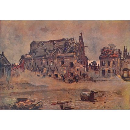 CHURCH OF LOUPPY-LE-CHATEAU 1915 Pierre Vignal FRANCE WORLD WAR I PRINT