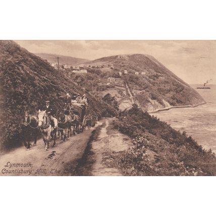 E598 LYNMOUTH COUNTISBURY HILL. COACH @ HORSES