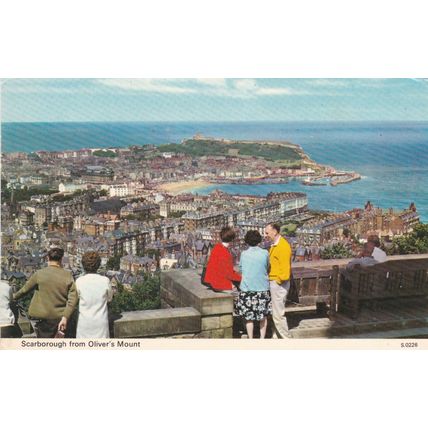 Scarborough from Olivers Mount Yorkshire Postcard posted 1973 crease