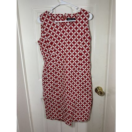 Thick Jones New York Signature Sleeveless Dress Red/White Geometric Pattern Sz 4