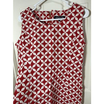Thick Jones New York Signature Sleeveless Dress Red/White Geometric Pattern Sz 4