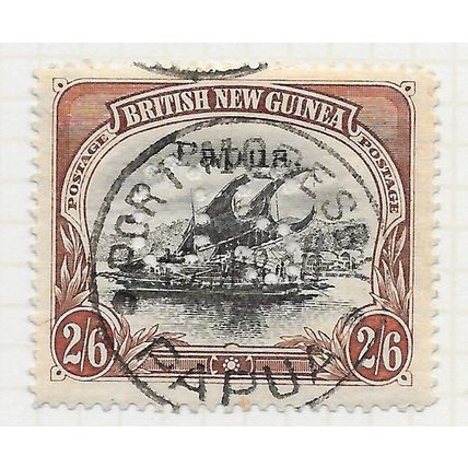 NEW GUINEA 1908 2/6d HALF CROWN PAPUA OFFICIAL PUNCTURED LAKATOI USED SGO1