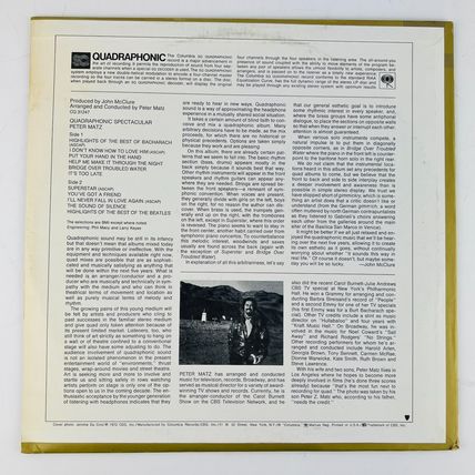 Peter Matz – Quadraphonic Spectacular Vinyl LP Record Album CQ-31247 QUAD