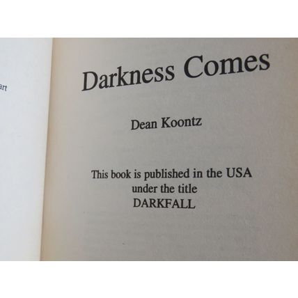 DEAN KOONTZ, DARKNESS COMES PAPERBACK BOOK