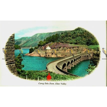 Careg Ddu Dam, Elan Valley, Wales, RA 131 26665 Colourmaster Cameo, Postcard