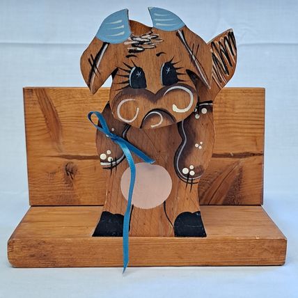 Wood COW NAPKIN Holder Stand Tabletop Counter Display Paper Plate Farm