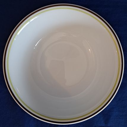 Lot 2 Corelle SQUARED Pattern 6" CEREAL BOWLS Soup Brown Green Stripes