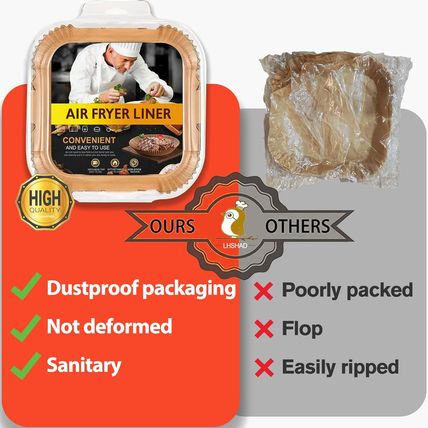 Air Fryer Liners Disposable Square 9 Inch, 125 Pcs Large Square Air Fryer Paper