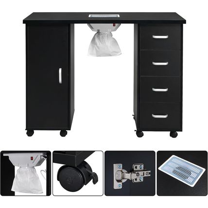 Nail Desk Manicure Table - Nail Tech Desk with Dust Collector - Nail Table with