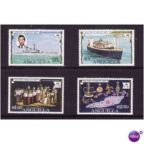 ANGUILLA 1977 SILVER JUBILEE SET 4 VALS U/M MINT
