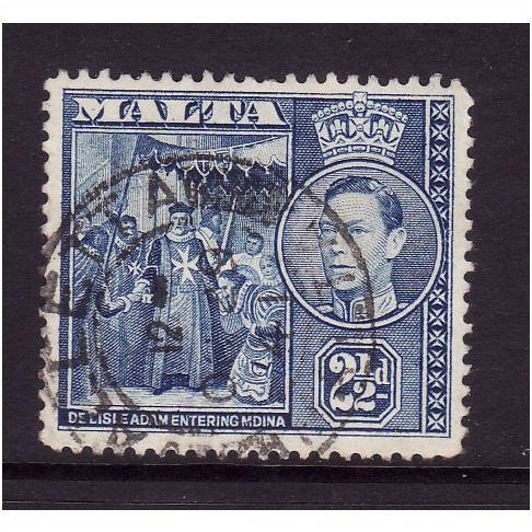 MALTA 1938 SG 222 2d 1/2d GRAYISH BLUE FINE USED#2