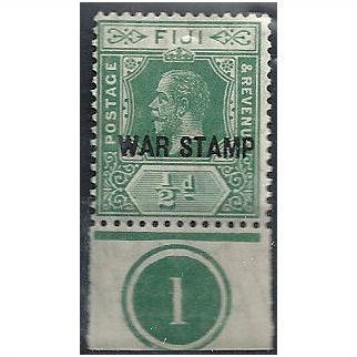 Fiji 1916 SG138a 1/2d Yellow-Green WAR STAMP Unmounted Mint . .
