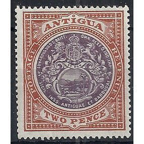 Anigua 1903 SG33 2d Dull Purple & Brown Wmk Crown CC Mounted Mint .. ..