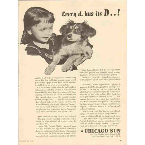 chicago sun 1947 every dog has its day newspaper media vintage ad