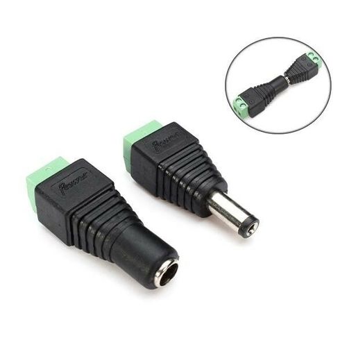 1-Pair - 1x Male + 1x Female 2.1 x 5.5mm 12VDC Plug Power Jack Connector