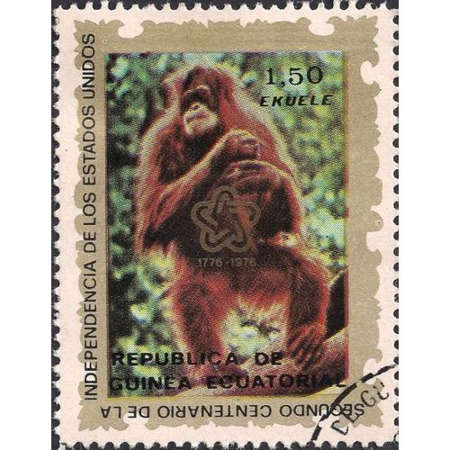 EQUITORIAL GUINEA, MAMMALS, Orangutan, gold 1976, 1.50 Ekuele