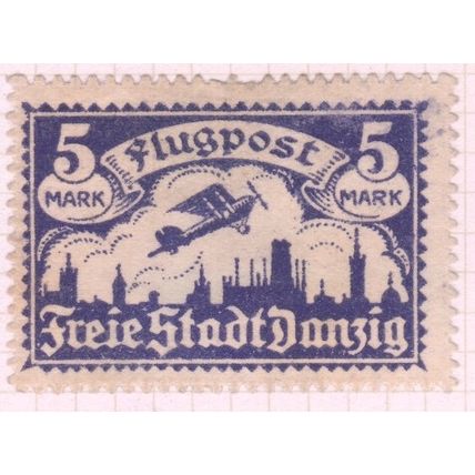 Danzig (Germany) stamps 1923 - 5pf blue Airmail - used