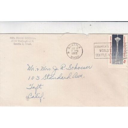 United States 1962 Seattle World Fair FDC Seattle cancel written