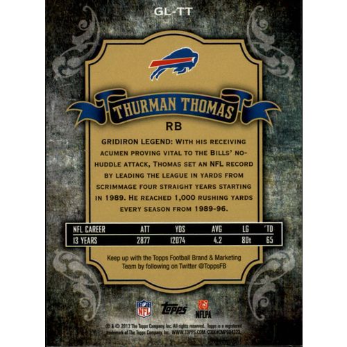 2013 Topps Football Gridiron Legends Thurman Thomas