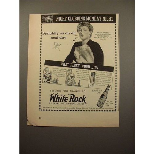 1942 White Rock Water Ad - Peggy Wood!
