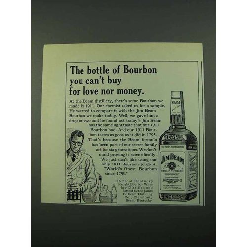 1969 Jim Beam Bourbon Ad - For Love Nor Money