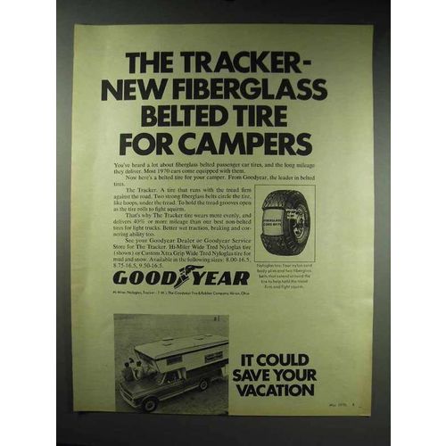 1970 Goodyear Tracker Tire Ad - Fiberglass Belted Tire